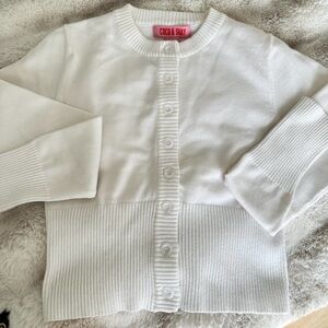 Coco & Shay Women's White Button Cardigan